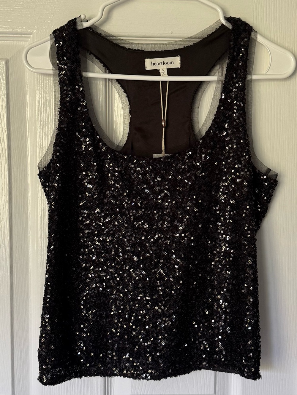 NWT Heartloom Black Sequin Racerback Tank
